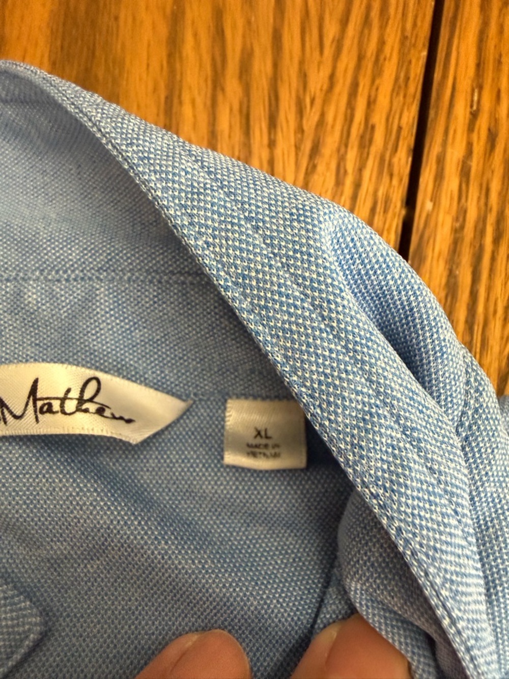 Travis Mathew Light Blue Polo with Gray and Navy Chest Stripes - Picture 3 of 7